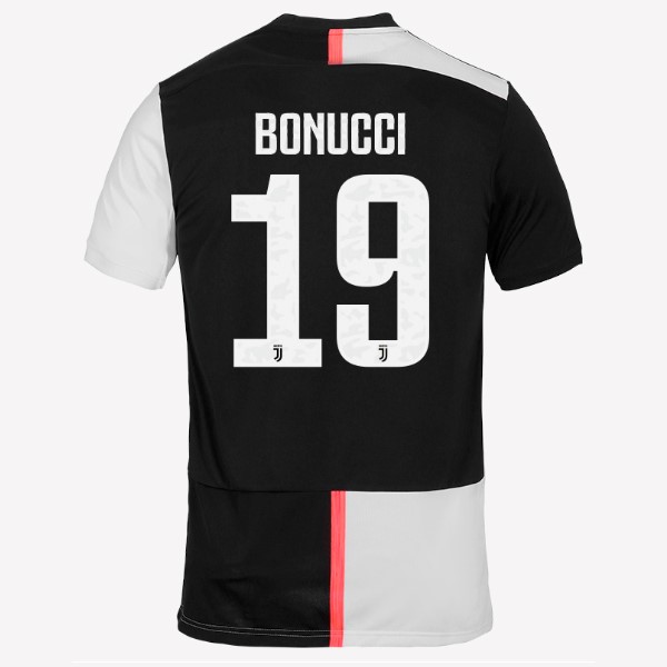 Camiseta Juventus NO.19 Bonucci Replica Primera Ropa 2019/20 Blanco Negro